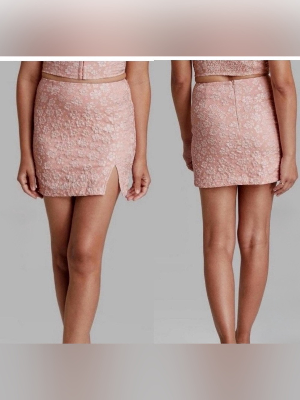 Pink Floral Jacquard Mini Skirt NWT